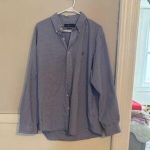 Ralph Lauren Navy Checkered Button Down Shirt